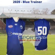 Load image into Gallery viewer, 2020 North Melbourne Kangaroos AFL TRAINING Player Issue Guernsey BLUE
